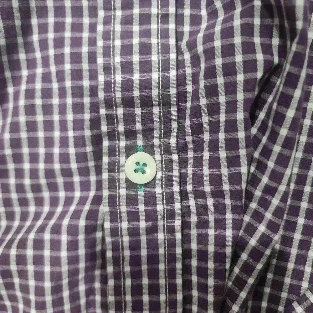 American Eagle Plaid Button Down- Large Vintage Fit Purple & White PLUM RED Y2K - Picture 3 of 6